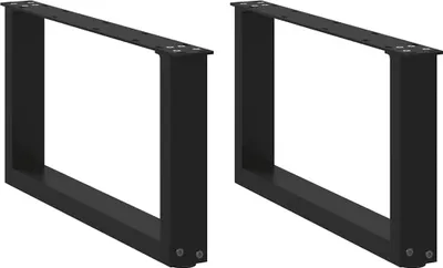 Image de Pieds de table basse en U, 2 pièces, noir, 60 x (30-31) cm, acier