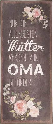 Produktbild von Clayre & Eef Textschild 13x30 cm Schwarz Metall Blumen