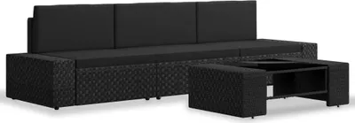 Produktbild von vidaXL 4-tlg. Garten-Lounge-Set Poly Rattan Schwarz