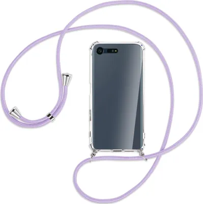 Produktbild von Handykette Backcover-Schutzhülle mit Band (Metall silberfarben) für Sony Xperia X Compact - violett