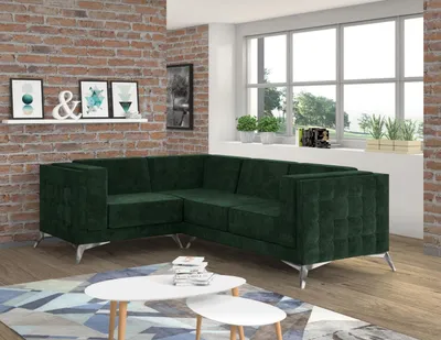 Produktbild von Ecksofa L Form Sofa Couch Design Couchen Polster Textil Modern Eck Garnitur Grün