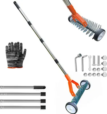 Produktbild von 166cm langer Aluminiumrechen, Vertikutierrechen mit 38 cm breitem, verstellbarem Kopf, 19 gebogenen Zinken,vielseitiger Rasenpflegerechen zum Entfernen von abgestorbenem Gras