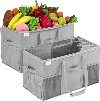Produktbild von Einkaufstasche 2er Set 54 l, 56x29x33.5 cm, mit Fächern und Griffen, für Lebensmittel