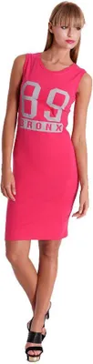Produktbild von Damen Sommer Kleid Minikleid mit Druck; Pink