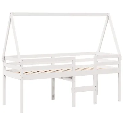 Image de Lit haut sans matelas blanc 90x200 cm bois de pin massif