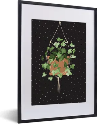 Produktbild von MuchoWow® MuchoWow® Gerahmtes Poster Pflanzen - Hängepflanzen - Dots 30x40 cm - Poster mit zchwarzem Bilderrahmen - Wandposter Schlafzimmer