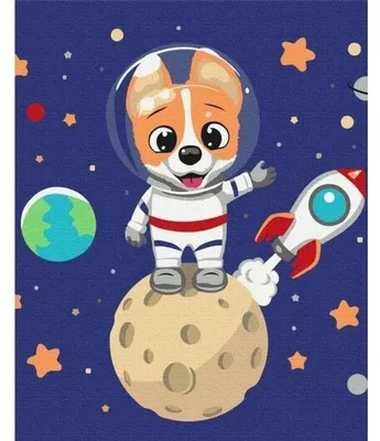 Productafbeelding van Schilderen op nummer - Astronautenhond, 40x50 cm - Uw Hobby