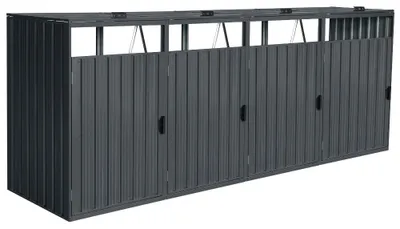 Produktbild von HOME DELUXE - Mülltonnenbox CUBO - Platz für 4 x 240 Liter Mülltonnen, Farbe: Anthrazit, Witterungsbeständig inklusive Schloss und Schlüssel I Mülltonnenbox Gartenbox