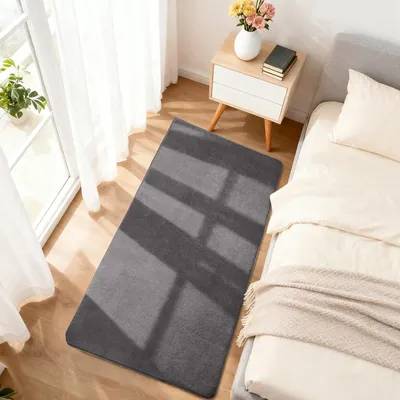Productafbeelding van Solidchoice - Laagpolig Woonkamertapijt, Donkergrijs, 80 x 150 cm