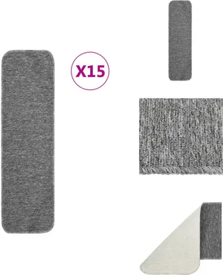 Obrázek produktu pro vidaXL Protiskluzové rohože 15 ks 75x20 cm šedé obdélníkové - Rohože na schůdky