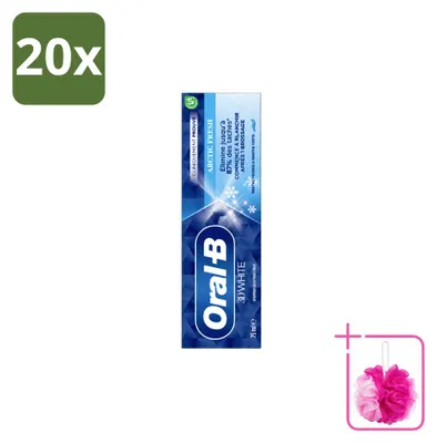 Zdjęcie produktu dla 20 sztuk pasty do zębów Oral-B 3D White Arctic Fresh, 75 ml, zestaw ekonomiczny