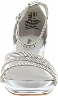 Produktbild von s.Oliver Damen Sandalette Sandale Strass Metallic Karree Blockabsatz 5-28206-42, Größe:41 EU, Farbe:Silber
