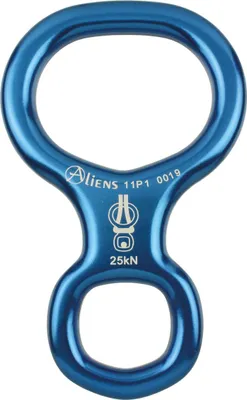 Abseilachter Small Abseilacht von Aliens; blauer Aluminium Abseilgerät mit 25 kN Bruchlast.