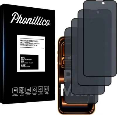 Produktbild von Hartglas Anti-Spy für iPhone 17 PRO MAX [4 Stück] Schwarze Displayschutzfolie Screen Protector Film Privacy Anti-Kratzer Glas Resistant Phonillico®
