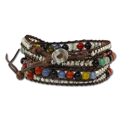Image de SilberDream bracelet en cuir -vachette tannée- brun multicolore dames LA2918B
