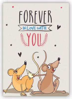 Produktbild von Humorvolle Liebeskarte, Valentinskarte mit Mäusen: Forever in love with you