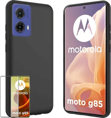 Produktbild von Für Motorola Moto G85 5G Silikon TPU Case Schwarz + Curved H9 Glas Folie Handy Hülle Schutz