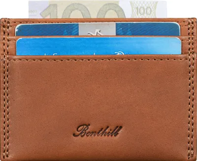 Produktbild von Benthill Kartenetui aus Echt Leder | Mini Geldbörse für Damen & Herren | RFID Schutz - Kleines Portemonnaie