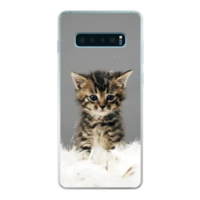 Produktbild von MuchoWow® Handyhülle Schutzhülle Hülle für Samsung Galaxy S10 Lite Katze - Kätzchen - Federn Silikon Softcase Handy Hülle - Schutz