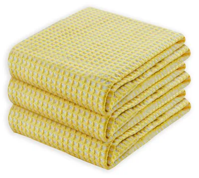 Productafbeelding van 100% katoenen, gewafelde keukendoeken - set van 3 - Absorberend en snel drogend