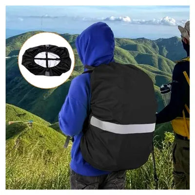 Produktbild von Regenhülle für Rucksack - Schutzhülle aus Oxford-Stoff mit reflektierendem Streifen für Schultaschen, geeignet für Damen und Herren, ideal für Camping, Reisen, Wandern und Radfahren