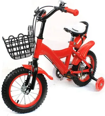 Produktbild von 12 Zoll Kinderfahrrad Mädchenfahrrad  rot Kinderrad Fahrrad Jungenfahrrad   Vorne&Hinten Bremsen  mit Zusatzrad im Freien