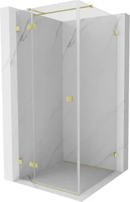 Image de Mexen Lunar T cabine de douche pivotante gauche 120 x 120 cm, transparent, or brossé - 834T-120-120-55-00-L