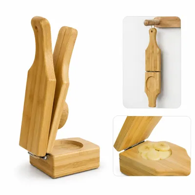 Produktbild von Bananenpresse aus Bambus, Tostones Presse faltbar, Kartoffelstampfer & Küchenhelfer für Kochbananen, Gemüse und Püree