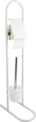 Produktbild von MSV Stand WC Garnitur WC Bürste Toilettenbürste Klobürste aus Edelstahl Weiß 15,7x29x79cm