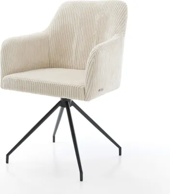 Produktbild von DELIFE Esszimmerstuhl Greg-Flex Cord Beige Kreuzgestell konisch Schwarz Taschenfederkern
