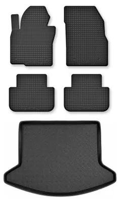 Image de Tapis en caoutchouc + bac de coffre pour Mazda CX-5 II 2017- – 5 pièces, noirs, semi-universel, adapté