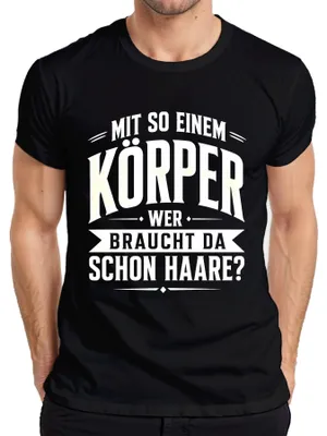 Productafbeelding van Met zo'n lichaam, wie heeft er dan nog een statement nodig? Sarcasme. Heren T-shirt, zwart, maat L