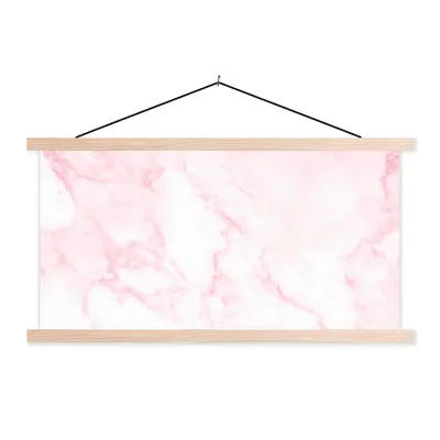 Produktbild von MuchoWow® Textilposter Marmor - Weiß - Rosa - Chic - Marmoroptik 60x30 cm mit holzfarbenen Rahmen - Dekoration