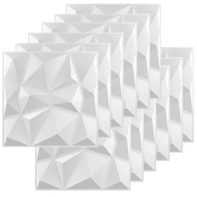 Produktbild von 3D Wandpaneel Steinoptik - 30 x 30 cm - Weiß - 12 Stück