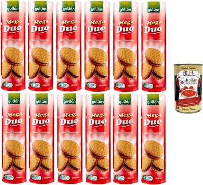 Produktbild von Gullon Mega Duo Biscotti farciti al cioccolato Schokoladengefüllte Kekse 12x500gr + Italian Gourmet polpa 400g
