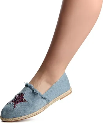 Produktbild von topschuhe24 820 Damen Espadrilles Ballerina Sipper, Farbe:Blau, Größe:36 EU