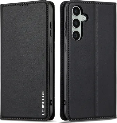 Immagine prodotto di Custodia magnetica in pelle flip per Samsung Galaxy S24, con slot per schede e funzione stand Nero