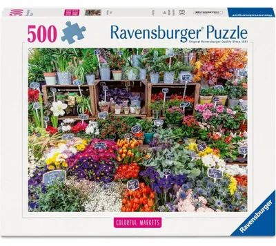 Image de Puzzle Ravensburger Flower Market, France - 500 pièces.