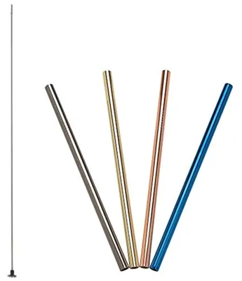 Edelstahl-Trinkhalme, 18 cm, 4er-Set mit Reinigungsbürste