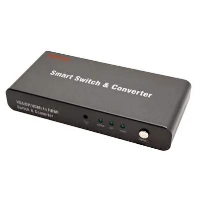 Obrázek produktu pro ROLINE 14.01.3568, Aktivní vide převodník, Černá, 4096 x 2160 px, 1080p, 60 Hz, HDMI + VGA (D-Sub) + DisplayPort