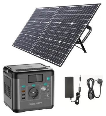 Obrázek produktu pro Přenosná nabíjecí stanice – 222Wh mobilní baterie s čistým sinusovým měničem o výkonu 300W a solárním panelem