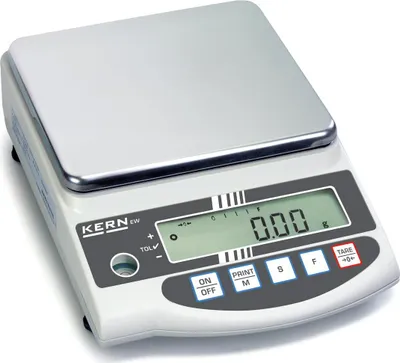 Produktbild von KERN & SOHN Präzisionswaage, 2,2 kg, Weiß, Edelstahl, 180 mm, 160 mm, 3 kg