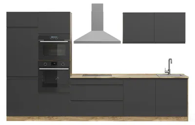 Zdjęcie produktu dla Aneks kuchenny Vicco R-Line Antracyt/Dąb goldkraft 340 cm blat roboczy Biały, Model 70596
