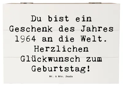Produktbild von Mr. & Mrs. Panda Geschenkbox Spruch 1964 Geburtstag Geschenk 22 x 15 cm - Weiß - Geburtstagsspruch, Geburtsjahr, geschenkkiste, Alles gut zum, holzschachtel, Alter, Kiste