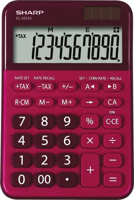 Produktbild von Sharp EL-M335, Desktop, Einfacher Taschenrechner, 10 Ziffern, Batterie/Solar, Rot