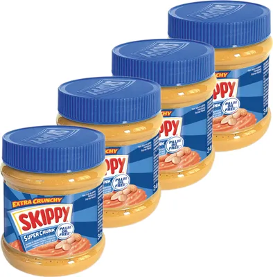 Produktbild von SKIPPY 4x Erdnussbutter "Super-Chunk" Peanut Butter Crunchy Ohne Palmöl 4x 340g