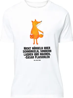 Produktbild von Mr. & Mrs. Panda S T-Shirt Fuchs Laterne - Weiß - Geschenk, Tshirt, Füchse, Shirt, Sankt Martin, Jersey-Shirt, oberteil, Positiv, Optimistisch