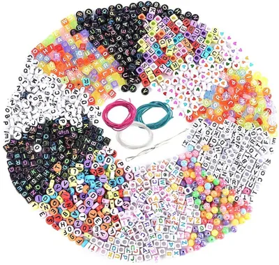 Produktbild von 1300 Stück Perlen Buchstaben zum Auffädeln Acryl Alphabet Bunt Buchstabenperlen A bis Z DIY Zubehör Schmuck Basteln mit Schnur (Mehrfarbig 1300)