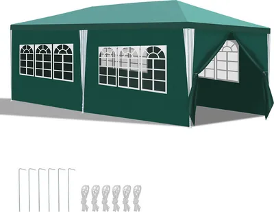 Produktbild von TolleTour Pavillon Garten mit 3 abnehmbaren Seitenteilen tragbares wasserdichtes Zelt Partyzelt mit Spiralschläuchen und großen Fenstern, für Party Hochzeiten Camping