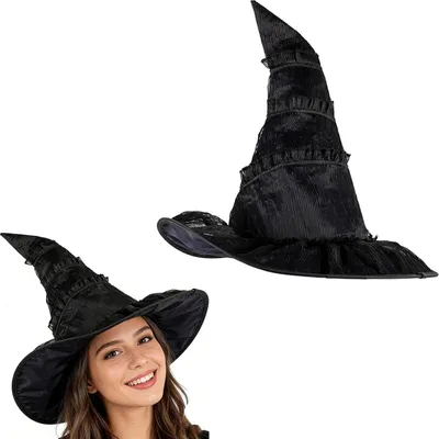 Obrázok produktu pre Čarodejnícky klobúk na Halloween, samet, jedna veľkosť, čierny, kostým